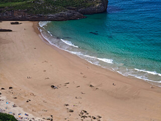 Obraz premium Explore the serene beauty of Playa de la Ballota in Asturias, Spain