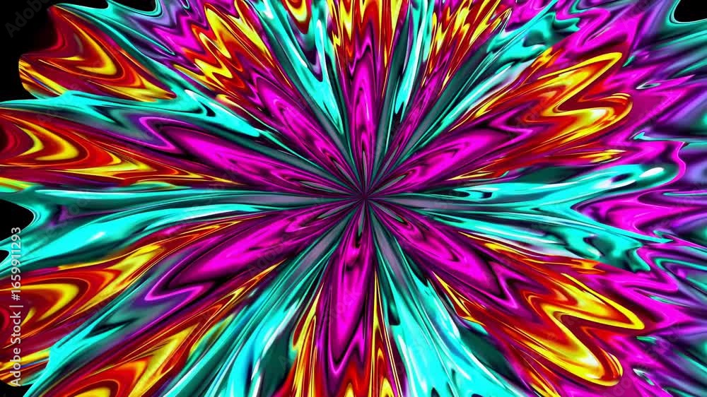 Poster vibrant and dynamic color explosion creating a hypnotic and mesmerizing pattern with radiating waves