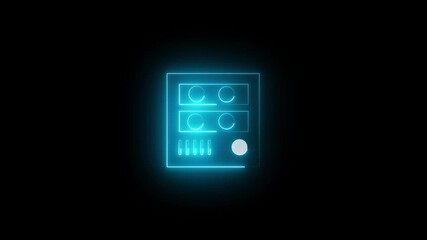 “Glowing Neon Server Icon Animation on Black Background – Futuristic Data Storage and Network Concept”