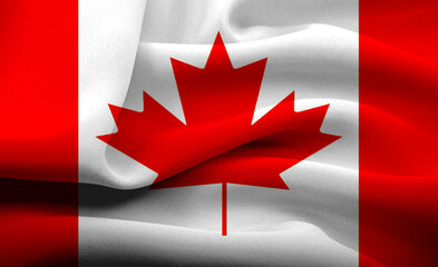 Symbol of Canadian pride waves gracefully in vibrant red and white
