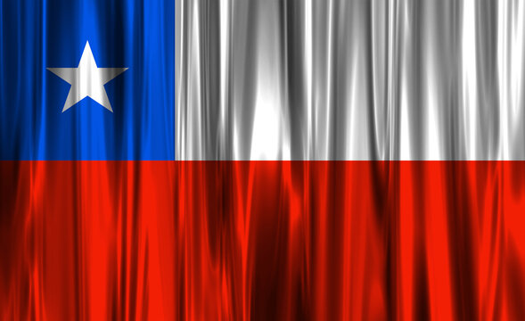 Chilean flag waves in the breeze on a sunny day