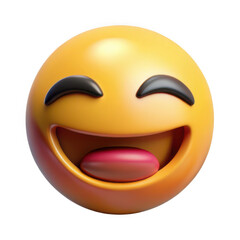 3d laughing emoji with wide smile isolated on transparent background