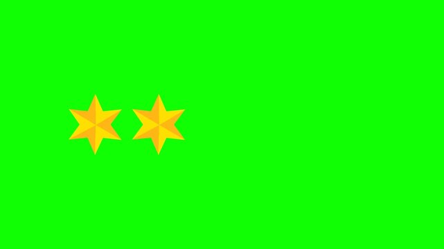 Green screen Two star rating and feedback animation, 4k customer reviews video and Golden star icon.
