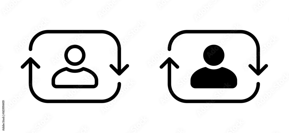 Poster user with rotating arrows icon