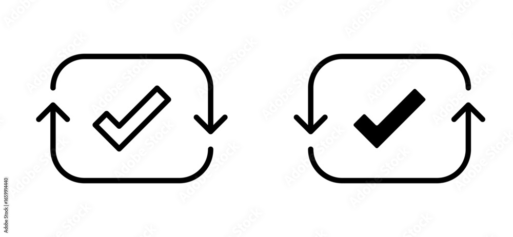 Poster check mark with rotating arrows icon
