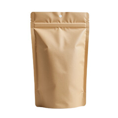 Brown kraft paper packaging bag on a transparent background for product presentation and storage solutions