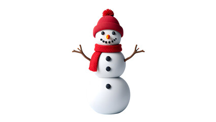 Happy Snowman with Red Hat Scarf Isolated Black