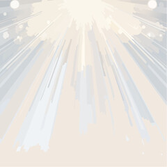Vector illustration of a bright abstract background with sun rays, stars, and clouds