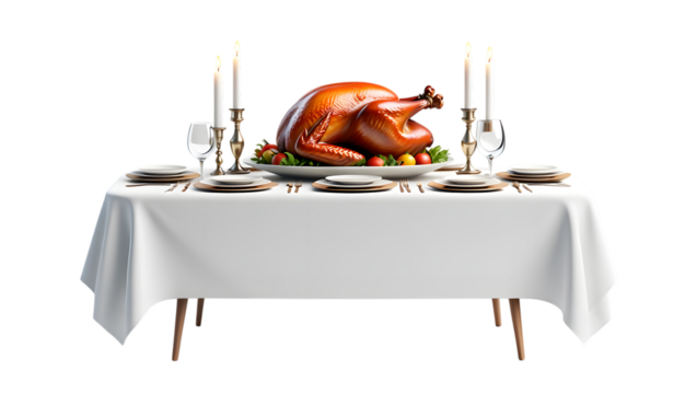 Holiday Feast Roasted Turkey Elegant Table Setting