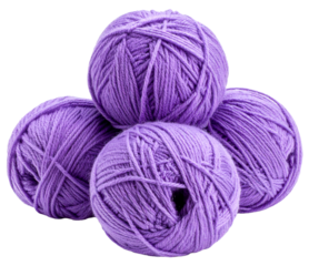pile of ball of yarn in purple color isolated on white background