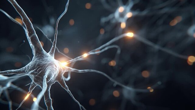 Neural network firing with glowing synapsis and nerve cells