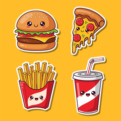 Kawaii fast food stickers