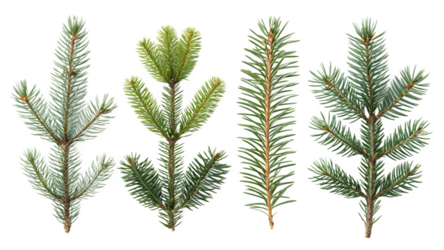 various fir branches decoration and for christmas isolated transparent background