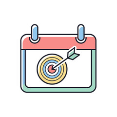 Business Goal and Deadline Calendar with Target Icon Vector Illustration