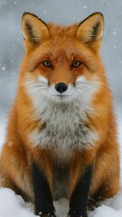 Fototapeta premium Majestic fox in snowy wilderness.
