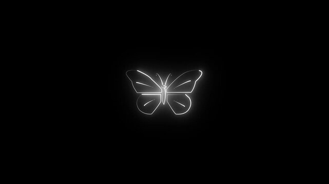 A neon butterfly icon with a glowing animation effect.A vibrant neon butterfly icon, featuring a mesmerizing animation 4k video.