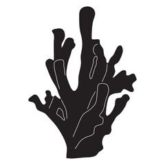 Coral black isolated silhouette on white background for icons, stickers, posters, webs