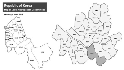 Seoul Seocho-gu Map - Administrative Districts and Neighborhoods of Seocho District, South Korea
