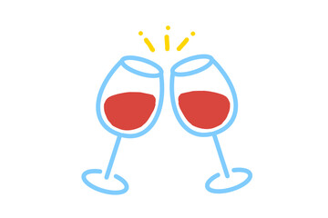 Red Wine Toast Illustration with Two Glasses
