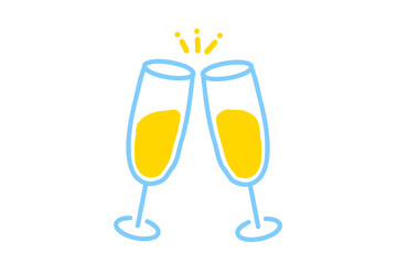 Champagne Toast Illustration with Two Glasses