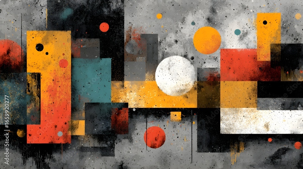 Aufkleber a captivating abstract artwork featuring a dynamic arrangement of geometric shapes textures and a vi