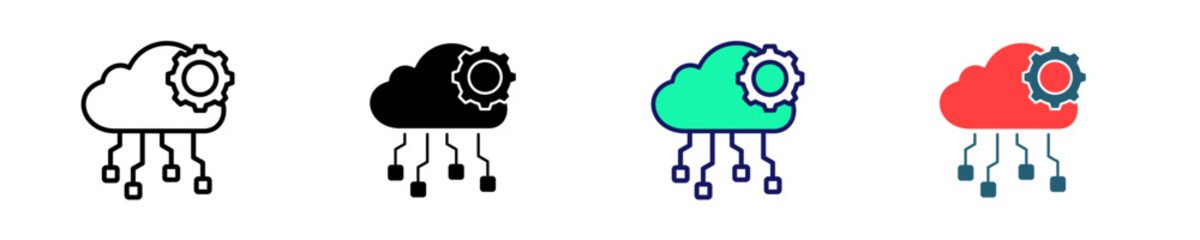 Cloud Computing  Icon Set Multiple Style Collection