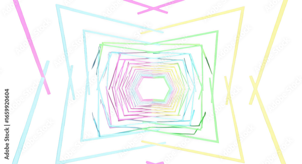 Aufkleber abstract gradient geometric shapes form a tunnel on a dark backdrop
