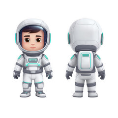 Cute cartoon astronaut isolated on transparent background