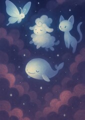 Whimsical celestial animal illustration