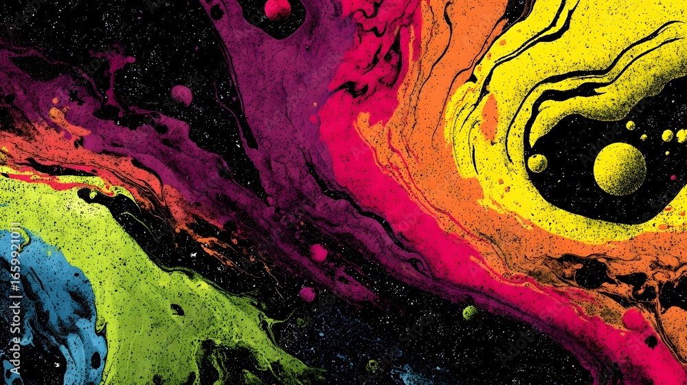 Aufkleber a captivating abstract image featuring a dynamic explosion of vibrant swirling colors and fluid cosm