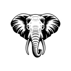 Illustration of Elephant head. Design element for logo, sign, poster, emblem. Vector illustration