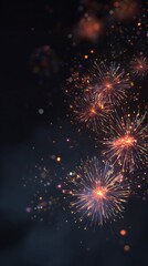 Fototapeta premium Firecrackers bursting the night sky Diwali celebration vertical background