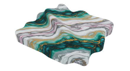 Elegant green veined marble effect slab with gold accents on black backdrop