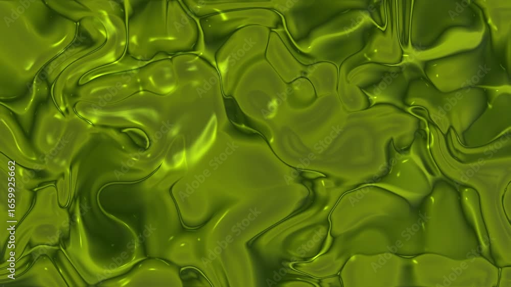 Poster abstract animation of swirling, dark green liquid. fluid forms create a dynamic, organic texture. th