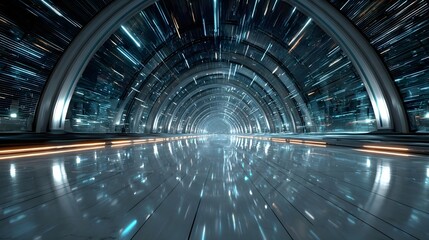 A captivating futuristic sci fi tunnel with mesmerizing lights and a sense of movement and speed creating an immersive and visually striking experience