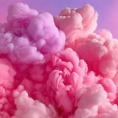 Vibrant pastel clouds in pink, teal, lavender, and peach float across a serene sky, glowing with surreal light and soft gradients, evoking a whimsical, dreamlike, and magical atmosphere.