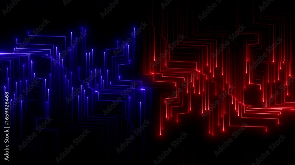 Poster futuristic neon circuit board loop tech glow animation