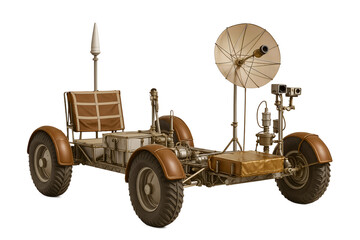 Lunar Roving Vehicle isolated on background, featuring radar, antenna, and cameras