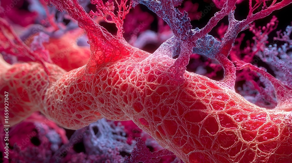 Aufkleber a captivating microscopic view of a complex interconnected organic cellular structure showcasing the