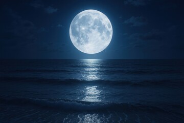 Serene moonlit ocean night