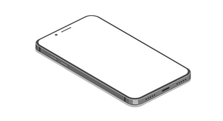 Isometric smartphone with blank screen on white background