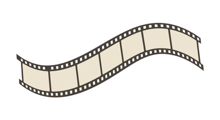 Wavy film strip isolated on white background in minimalist style