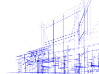 Architectural drawing of a house vector 3d illustration