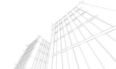 Fototapeta premium Architectural drawing of a house vector 3d illustration