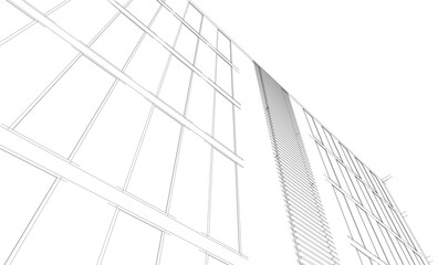 Fototapeta premium Architectural drawing of a house vector 3d illustration