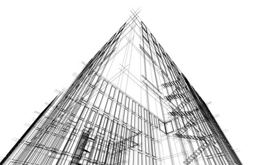 Architectural drawing of a house vector 3d illustration