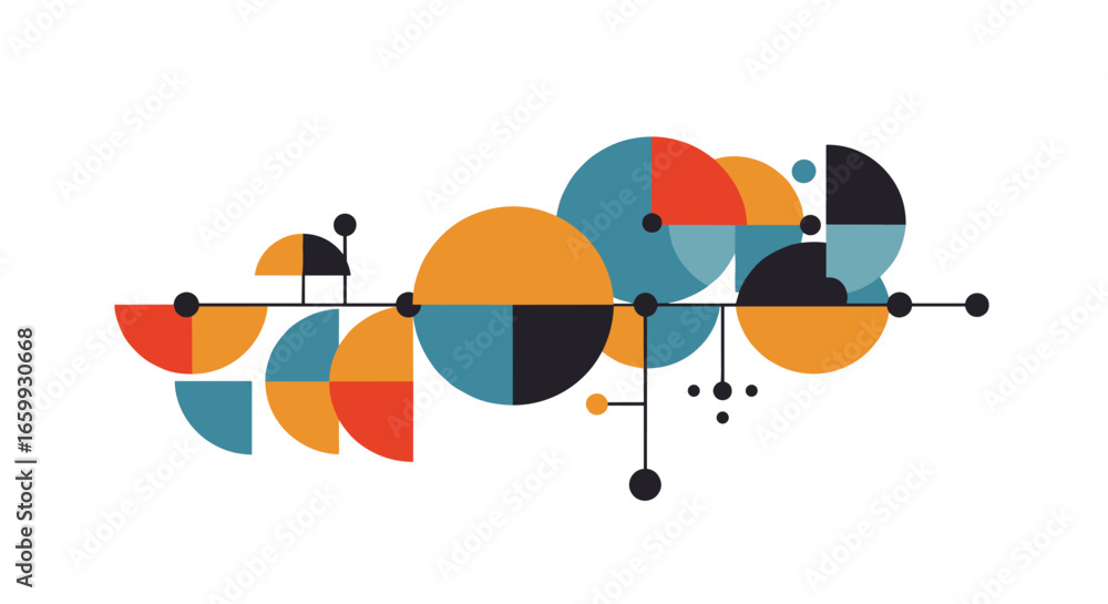 Aufkleber geometric abstract art with circular and linear patterns
