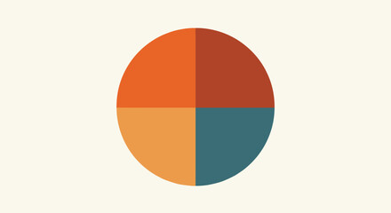 Fototapeta premium Minimalist geometric circle with four color segments on natural background