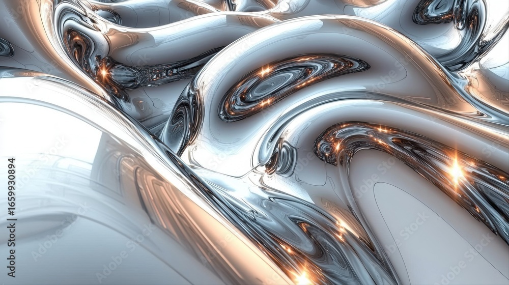 Poster vibrant and complex composition features fluid like textures illuminated multiple light sources crea