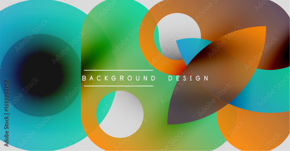 Poster abstract colorful shapes overlap. gradient hues create dynamic visual effect. text reads background 
